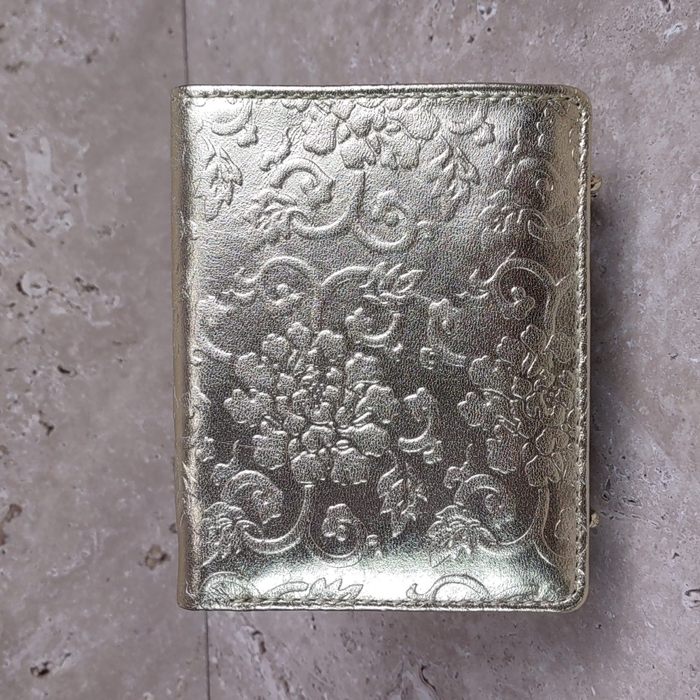 Designers Guild Gold Embossed Leather Mini Wallet